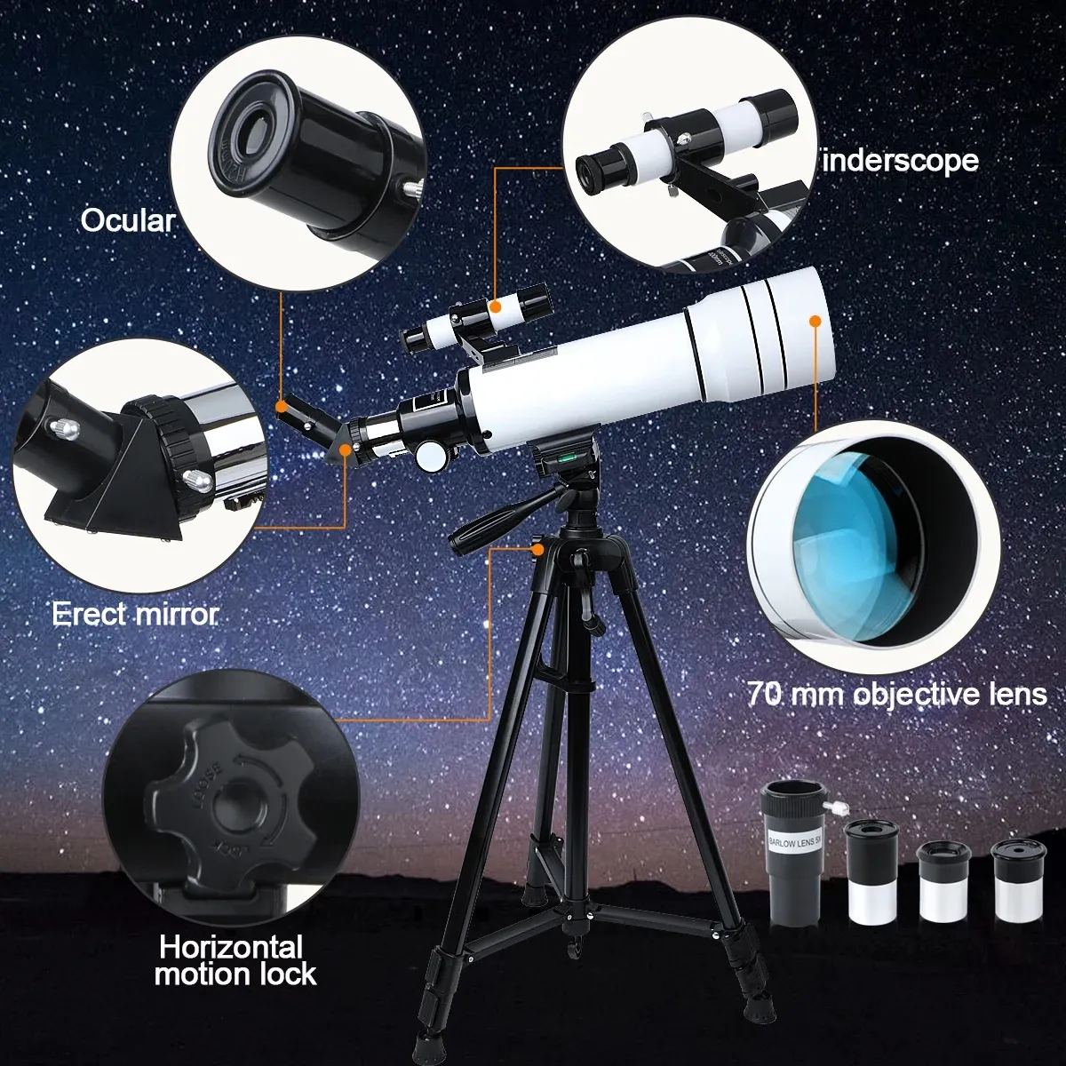 TW01-80 Astronomical Refractor Telescope detail photo 5